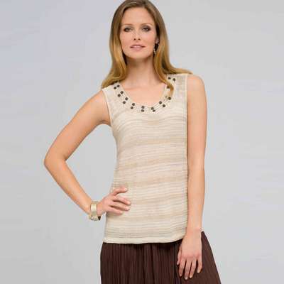 Beaded Scoop Neck Tank, toast combo, medium