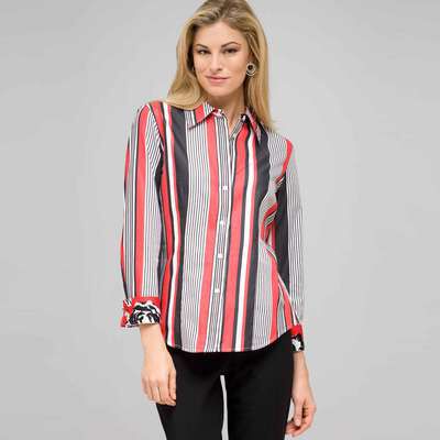 Striped Shirt, Cardinal Red & Black, medium