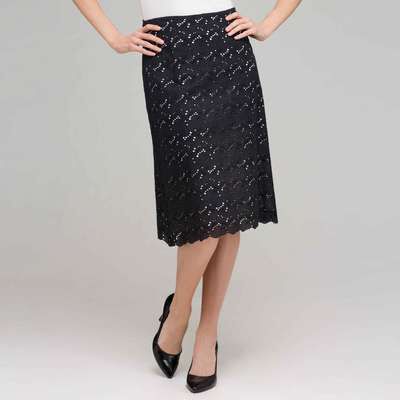 Eyelet Skirt., Black, medium