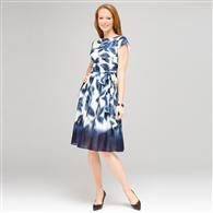 Blurred Leaf Floral Wrap Dress, Ivory Multi, medium