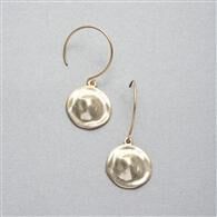 Hammered Gold Earrings, Brown, medium