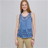 Tank With Applique and Sequins, Blue Stone Combo, medium