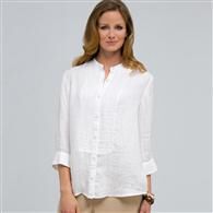 Pleated Button Down, White, medium
