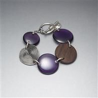 Silver and Purple Button Bracelet, Silver Ox, medium