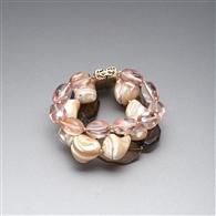 Pink and Brown Bracelet, Gold, medium