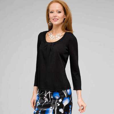 3/4 Sleeve Tee, Black, medium