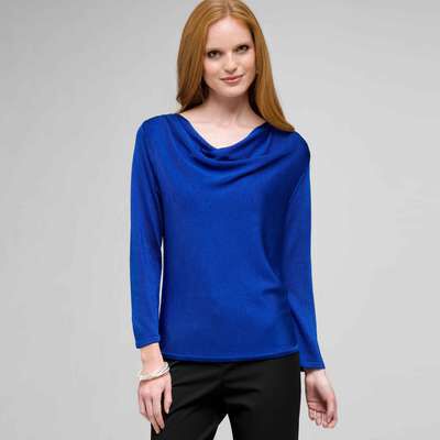 Draped Neck Top, Cobalt, medium