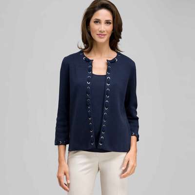 Trimmed Cardigan, Admiral Navy, medium