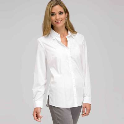 Button Down Tunic, White, medium