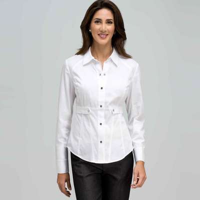 Fitted Seamed Shirt, White, medium