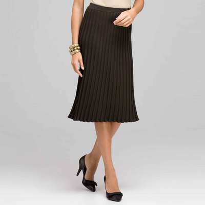 Ribbed Pleated Skirt, Laurel, medium