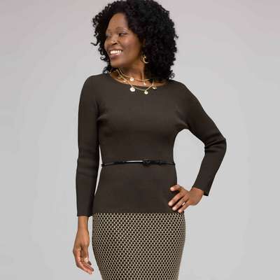 Belted Boat Neck, Laurel, medium