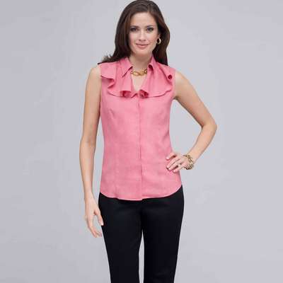 Ruffle Sleeveless Blouse., Dark Pink Gem, medium