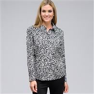 Long Sleeve Classic Button Front Shirt, Black & Sugar, medium