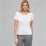 Scoop Neck Knit Top, White, medium