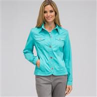 Button Front Jacket, Aqua Haze, medium