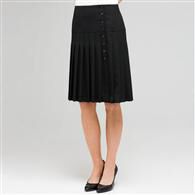 Side Button Pleated Skirt, Black, medium