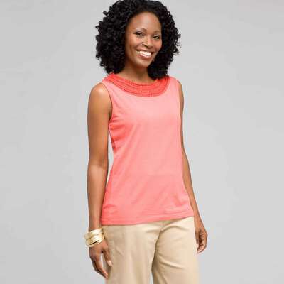 Scoop Neck Knit, Coral Sun, medium