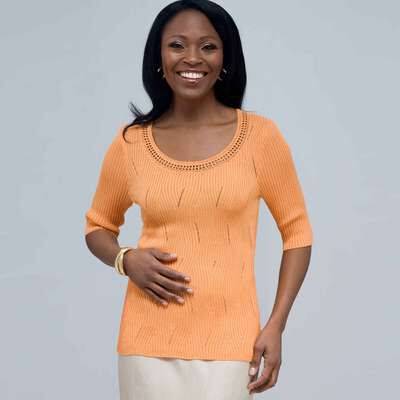 Scoop Neck Knit., LIght Tangerine, medium