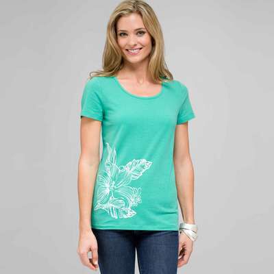 Short Sleeve Crew Neck, seagrass & white, medium