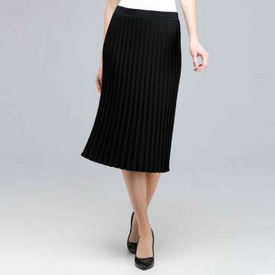 Pleated Skirt., Black, medium