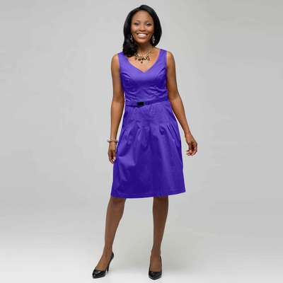 Belted Fit and Flare., Pansy, medium