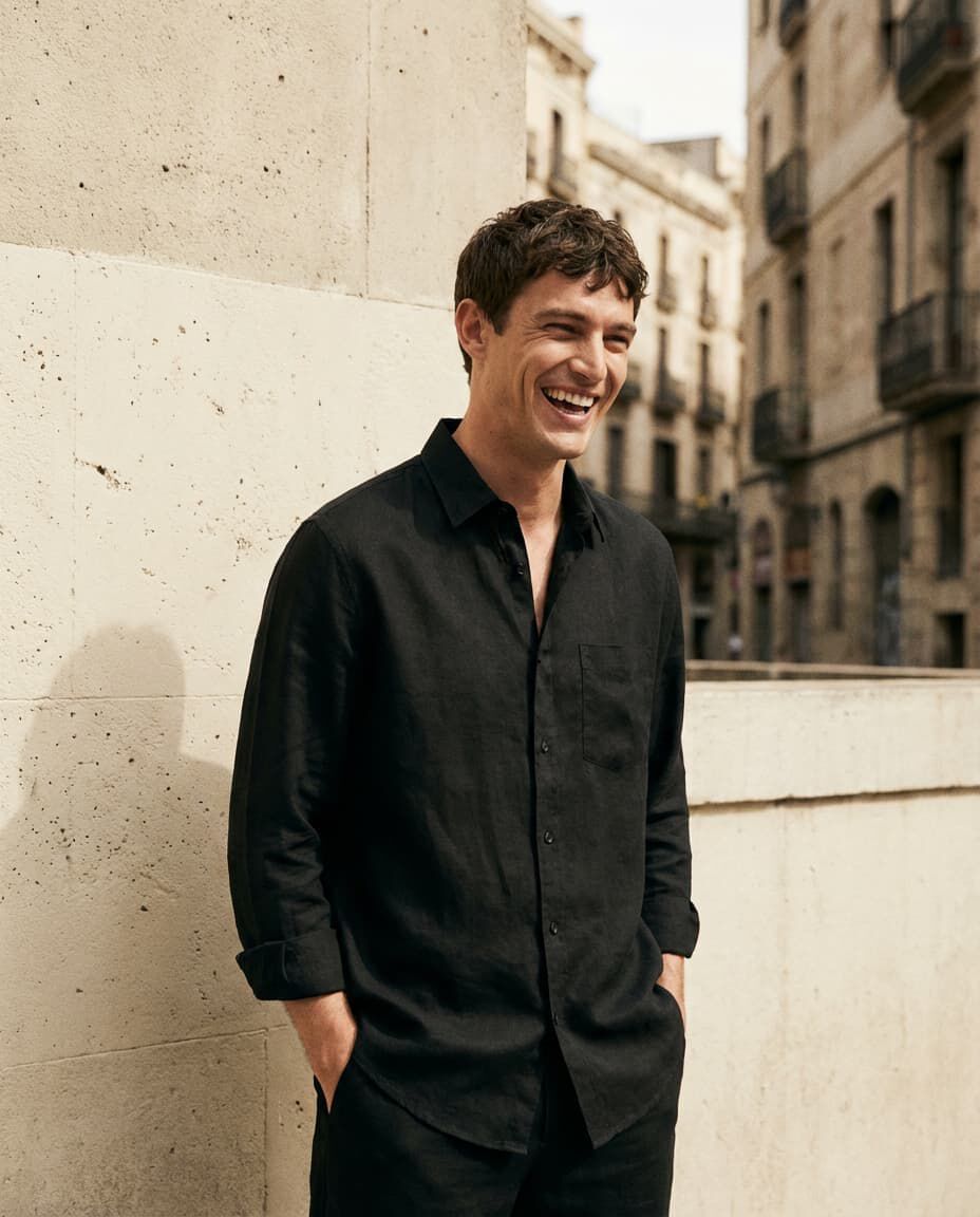 Linen Shirt, White, medium