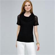 Cowl Neck Top, Black, medium