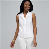 No-Iron Easy Care Sleeveless Shirt, White Multi, medium