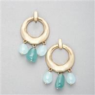 Turquoise and Gold Hoop Earring, Gold, medium