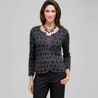 Lurex patterned Cardigan, Black Multi, medium