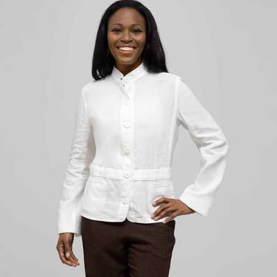 Button Front Jacket., White, medium