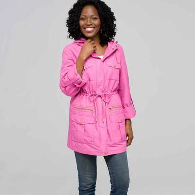 Roll Sleeve Anorak Jacket, raspberry pink, medium