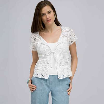 Raglan Sleeve Tie Front Cardigan., White, medium