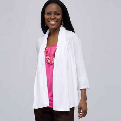 Drape Front Cardigan., White, medium