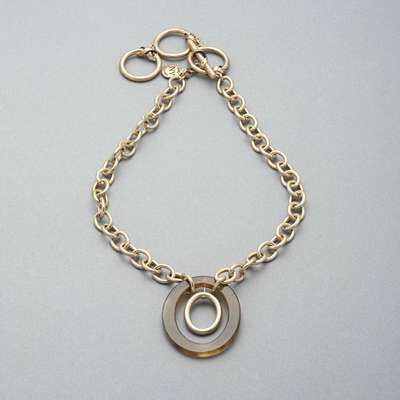 Double Hoop Long Necklace, Gold, medium
