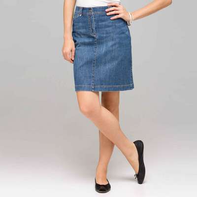 Denim Slim Skirt, naval wash, medium