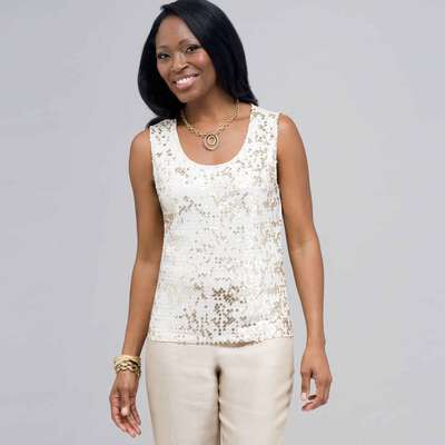 Sleeveless Sequined Top., Chino Multi, medium