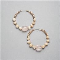 Pink and Gold Hoop Earring, Gold, medium