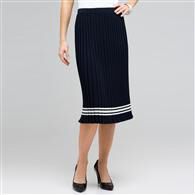 Long Pleated Skirt, Ink & White, medium
