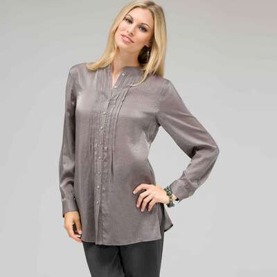 Button Down Shirt, Silver Multi, medium