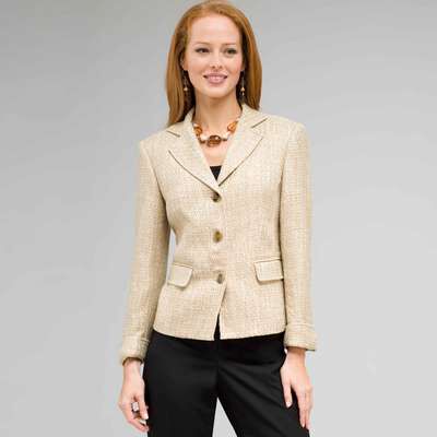 Notch Collar Basket Weave Jacket, New Rattan Multi, medium