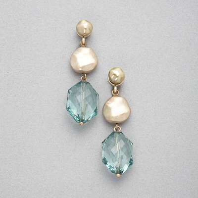 Green and Gold Clip On Earring, Green, medium