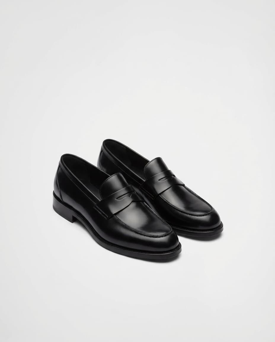 Leather Loafers, Black, medium