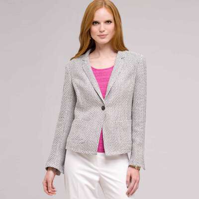 Textured 1 Button Jacket, Ink Multi, medium