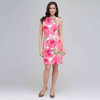 Floral Sheath Dress., Pink Gem Combo, medium