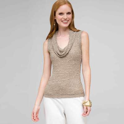 Cowl Neck Top, Stone, medium