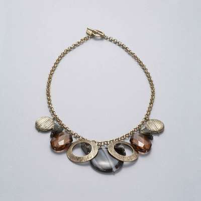Chunky Dangle Necklace, Black, medium