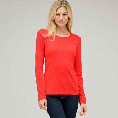 Long Sleeve Crew Neck, Fire Red, medium