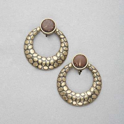Hoop Clip On Earring, Gold, medium